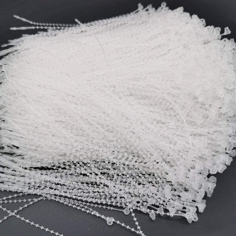 XUKEKOY Pack of 1000pcs Snap Lock 5" Pin Adjustable Security Beaded Loop Tie Plastic Paper Prices Tag Fasteners - White - Image 4